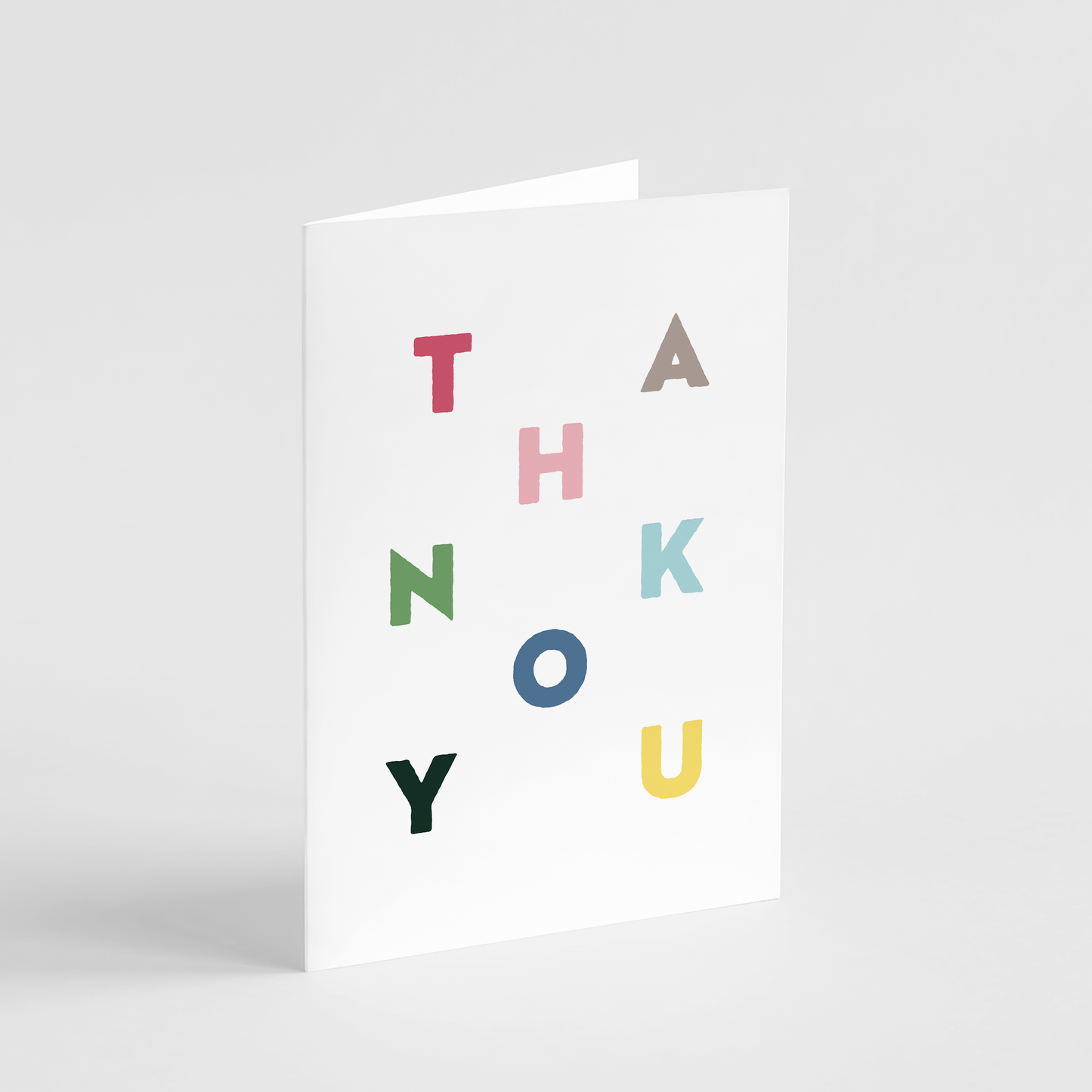 Thank You Block Letters Card - Appreciation Gratitude Card
