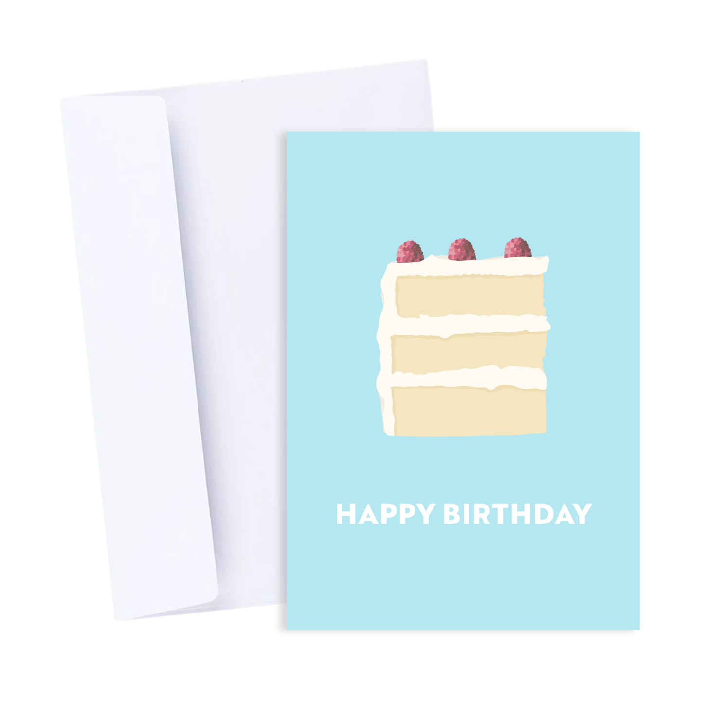 Happy Birthday Cake Card - Cute Happy Birthday Card: Blue