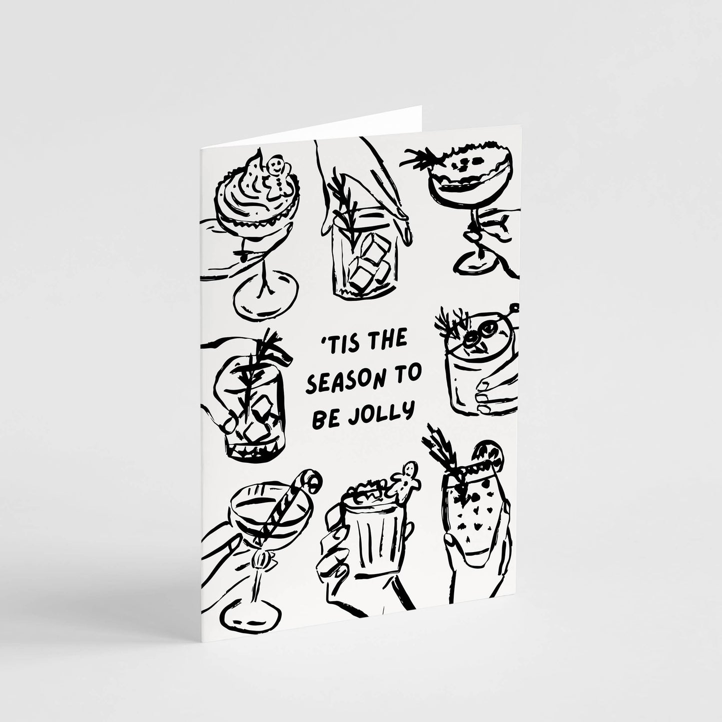 Jolly Christmas Cocktails Card - Cocktails Christmas Card