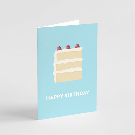Happy Birthday Cake Card - Cute Happy Birthday Card: Blue