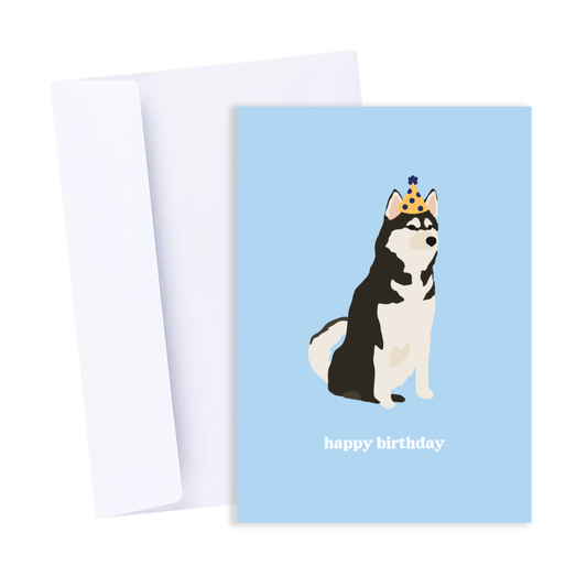 Husky Birthday Card - Colourful Dog Happy Birthday Card