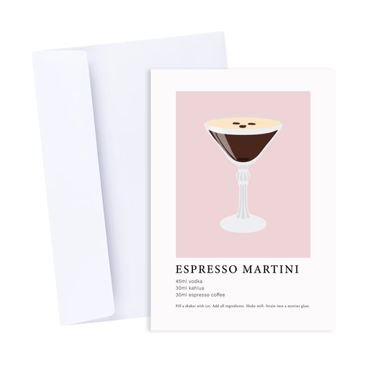 Espresso Martini Cocktail Greeting Card - Cute Alcohol Card