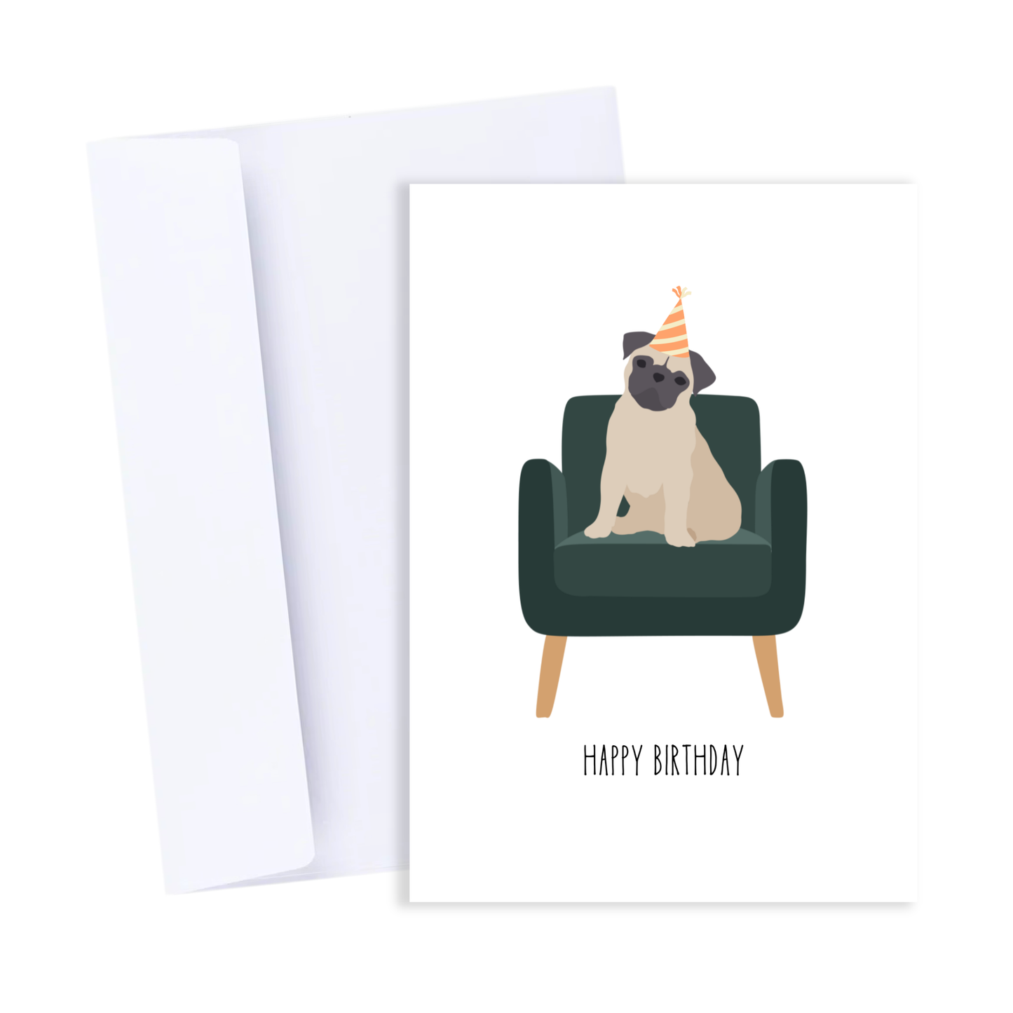 Pug Birthday Card - Dog-Themed Happy Birthday Card