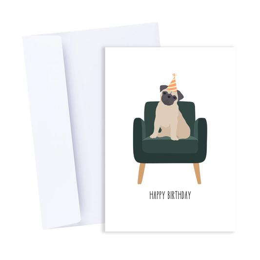 Pug Birthday Card - Dog-Themed Happy Birthday Card