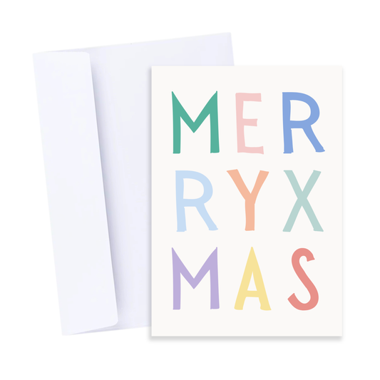 Pastel Merry Xmas Card - Coastal Modern Christmas Card