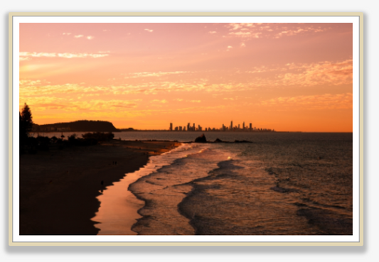 Currumbin Sunset – Maple Framed Print (75x50cm)