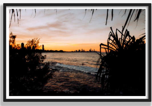 Burleigh Sunset – Black Framed Print (75x50cm)