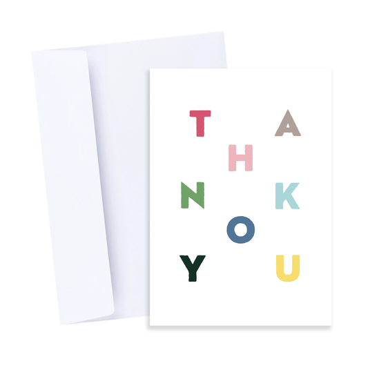 Thank You Block Letters Card - Appreciation Gratitude Card