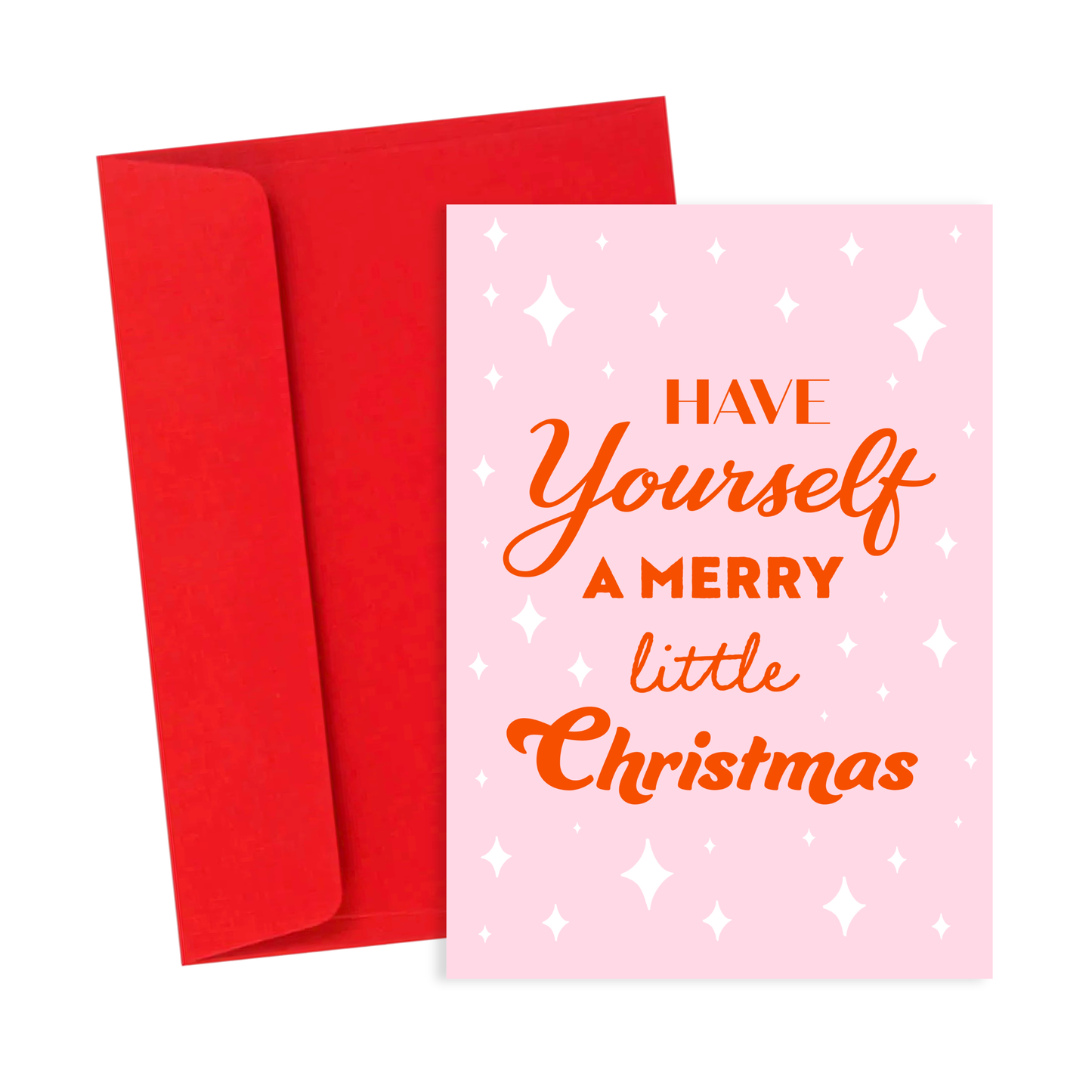 Have Yourself a Merry Little Christmas Card - Pink Xmas Card: White