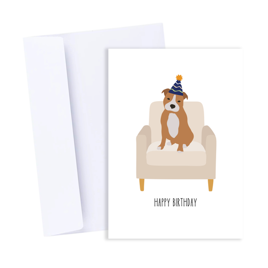 Staffy Birthday Card - Dog Themed Happy Birthday Card